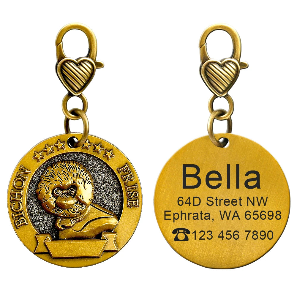 Custom Tags Personalized Dog ID Tag Custom Copper Coated Metal Engraved Large Dog Name Tags Pet Accessories for Labrador