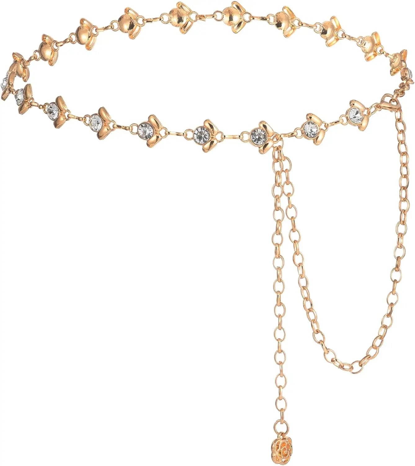 Metal Chain Belt for Women Cowgirl Western Country Chain Belts Adjustable Concho Belt for Sweaters Dresses Jeans