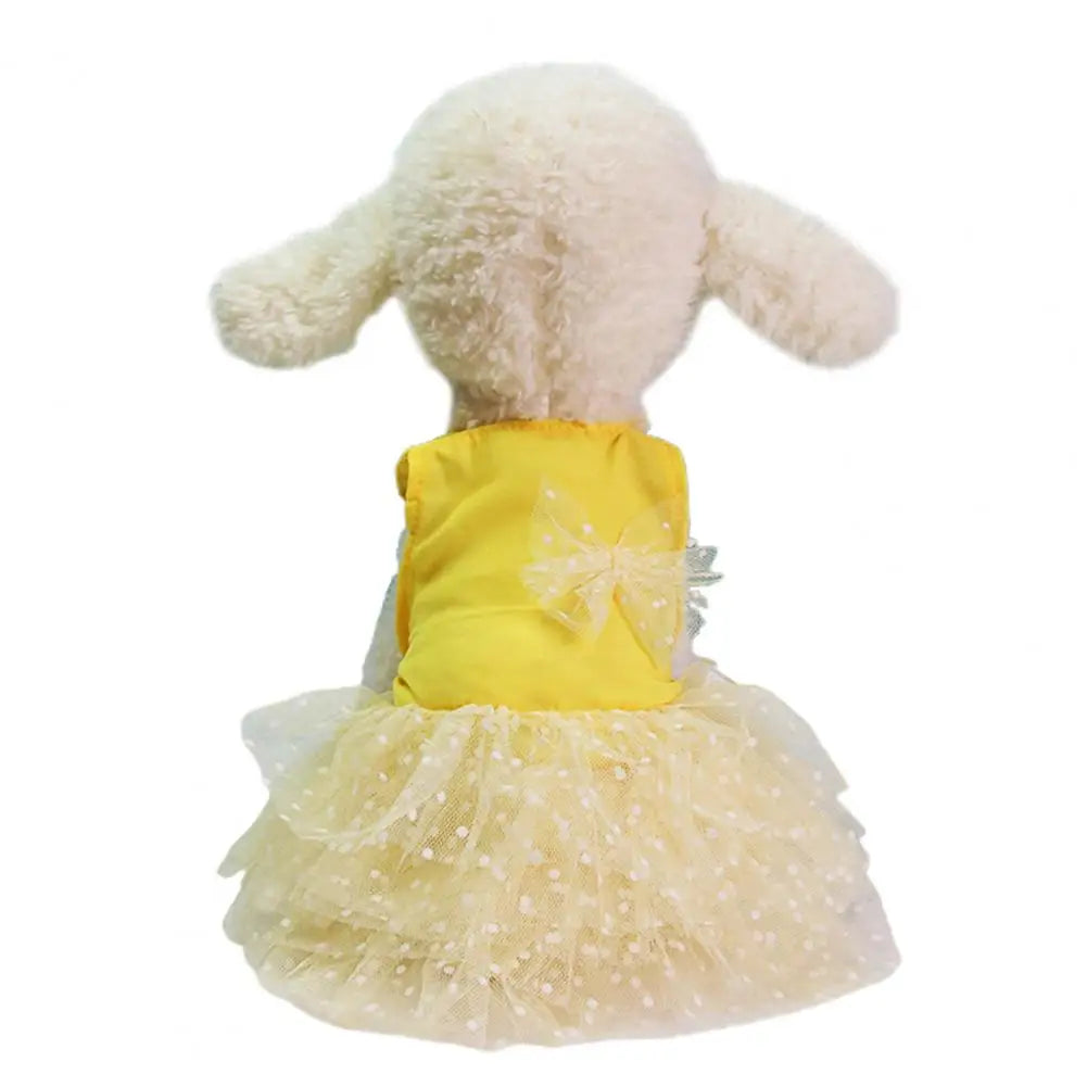 Dog Dresses Pet Dresses Bow-knot Design Lace Multiple Layer Puppy Skirt Buttons Sleeveless Eye-catching Dogs Princess Dress Pet Clothes
