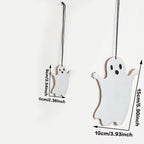 Wooden Halloween Hanging Decor, "Happy Halloween"Banner with Pumpkin Lantern & Ghost Ornaments, Spooky Wall Decor for Home Party