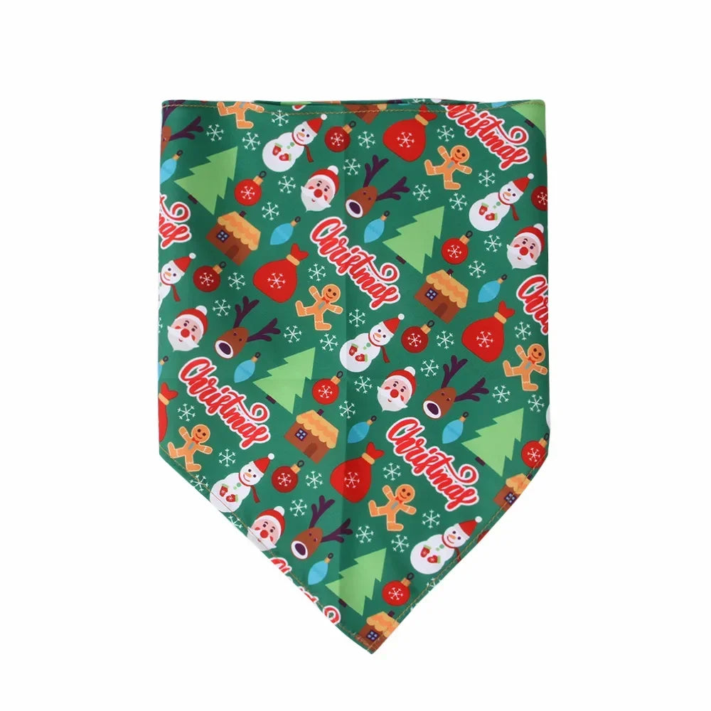 Festive Pet Bandanas  Print Dog Cat Bibs Holiday Themed Triangle Scarf Pet Drool Towel Xmas Animal Accessories