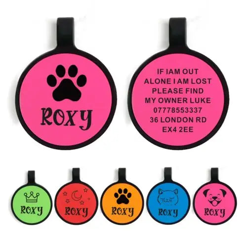 Custom Tags Personalised Dog Tag Custom Engraved ID Silicone Tag for Pet Cat Dog Name Collar