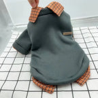 Pet Dog Clothes Warm Winter Shirt Collar Patchwork Hoodie Jacket for Small Dog Coat Bear Hoodie Pet Plaid Shirt Puppy Clothing