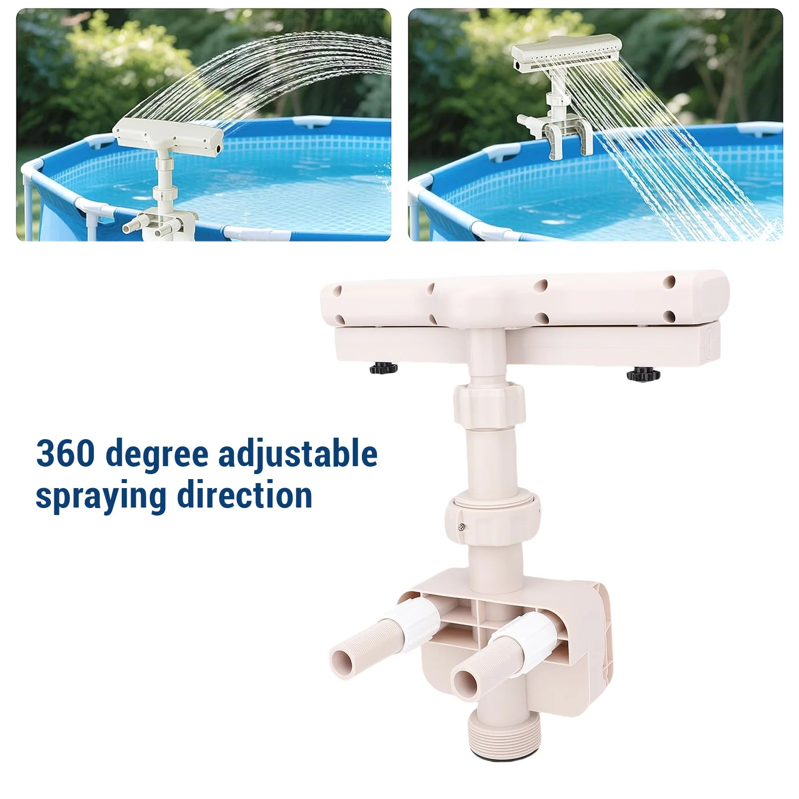 Above Ground Pool Fountain with LED Lights 360 Degree Pool Waterfall Fountain for Outdoor Decor Relaxation