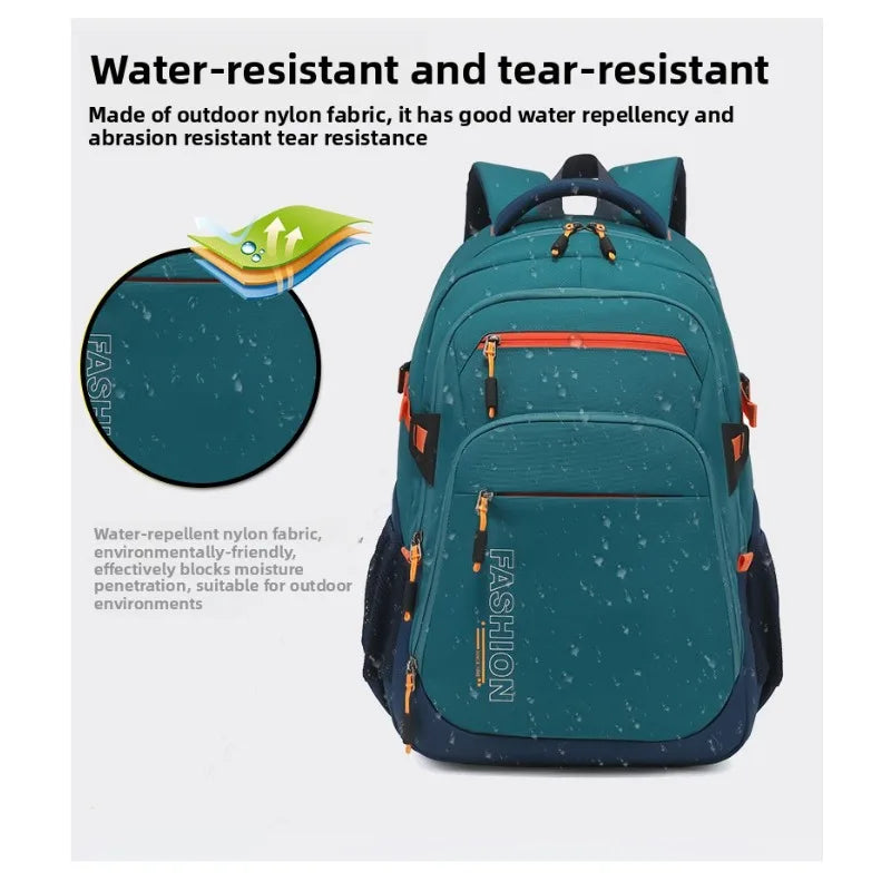 Backpack, casual bag, shock-absorbing, water-resistant, wear-resistant, large-capacity student bag, breathable travel bag