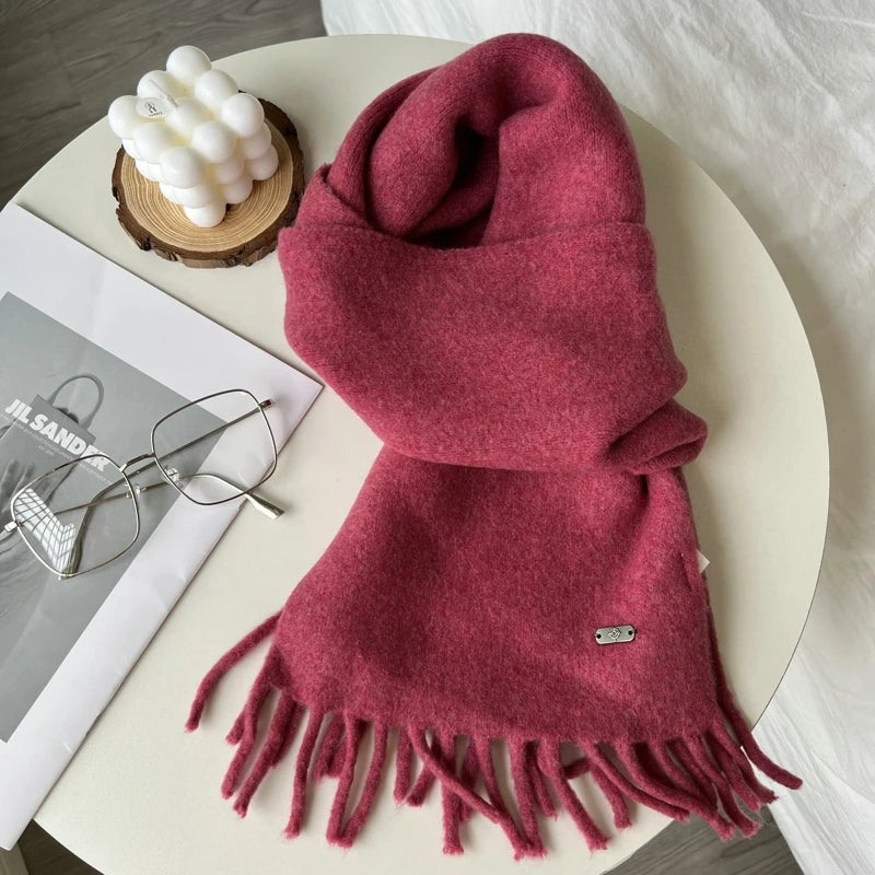 Women New Scarf Autumn Winter Pure Color Scarve Femme Knitted Fashion Shawl Unisex For Women