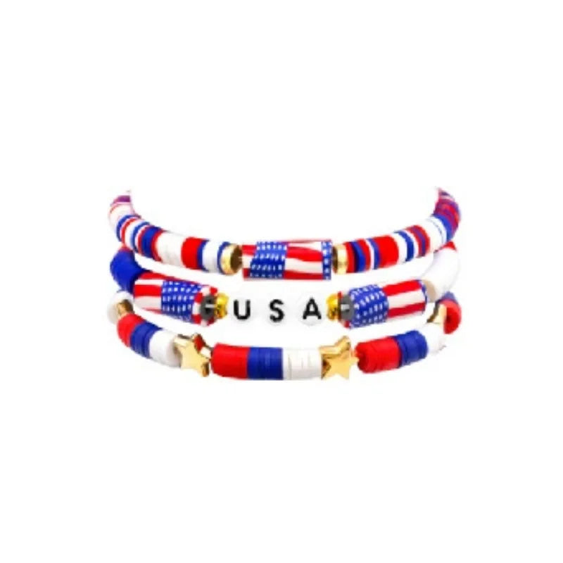 4th of July Outfits Bracelets For Women 3-7 Pack Patriotic Bracelet Decoration for Independence Day Celebration Jewelry Gifts