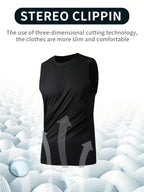 Men's Sports Vest Black 1-Piece Breathable Round Neck Slightly Elastic Fabric Pure Color Suitable for Spring, Summer and Autum R