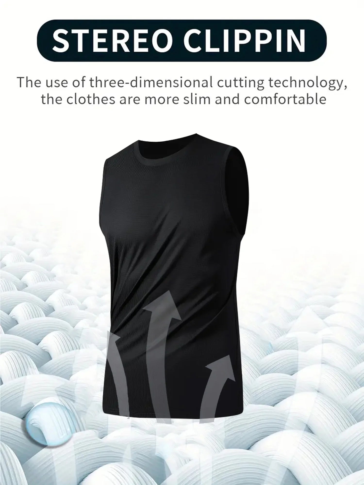 Men's Sports Vest Black 1-Piece Breathable Round Neck Slightly Elastic Fabric Pure Color Suitable for Spring, Summer and Autum R