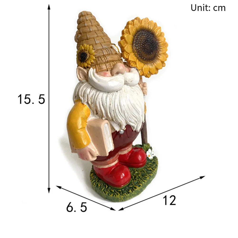 Resin Garden Gnome Statue for Outdoor Lawn and Home Decoration Hand Painted Weather Resistant Figurine for Garden Landscape