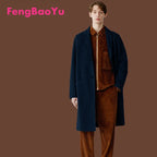 Double-sided Wool Autumn Winter Men's Coat Dark Grey Loose Plus Size Fat 150KG 4XL Coat Outdoor Cold and Warm Quality Men's Wear