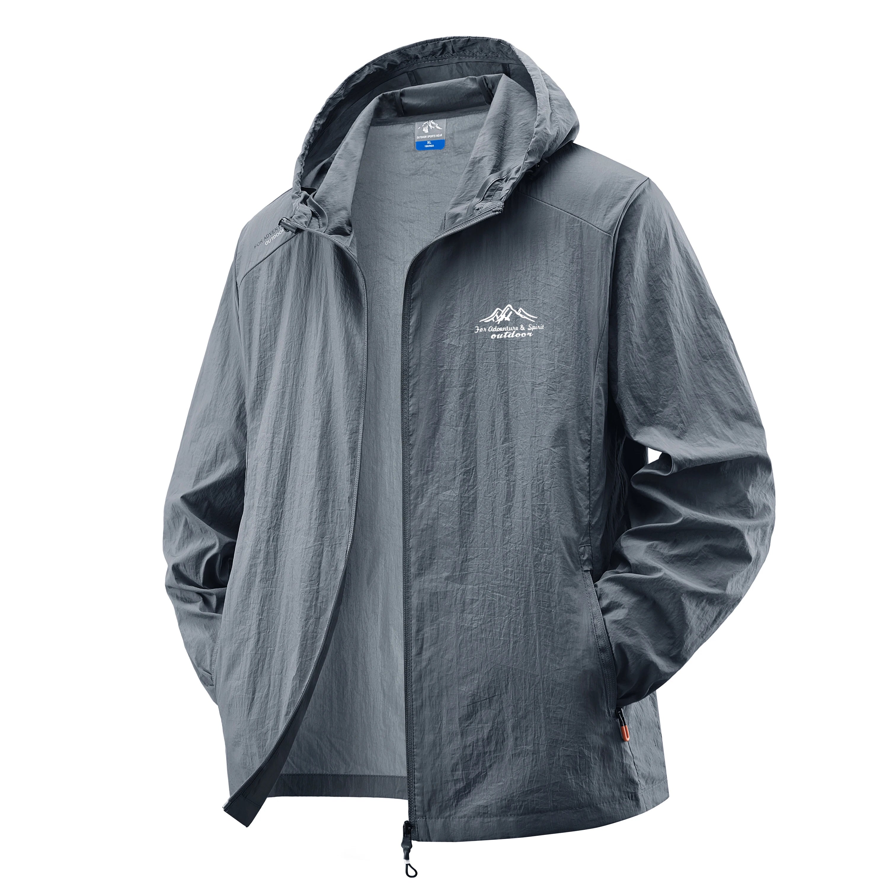 Summer Men's Sun Protection Clothing Lightweight Breathable Ice Silk Hooded Quick Dry Jacket Outdoor Anti-ultraviolet Skin Coat