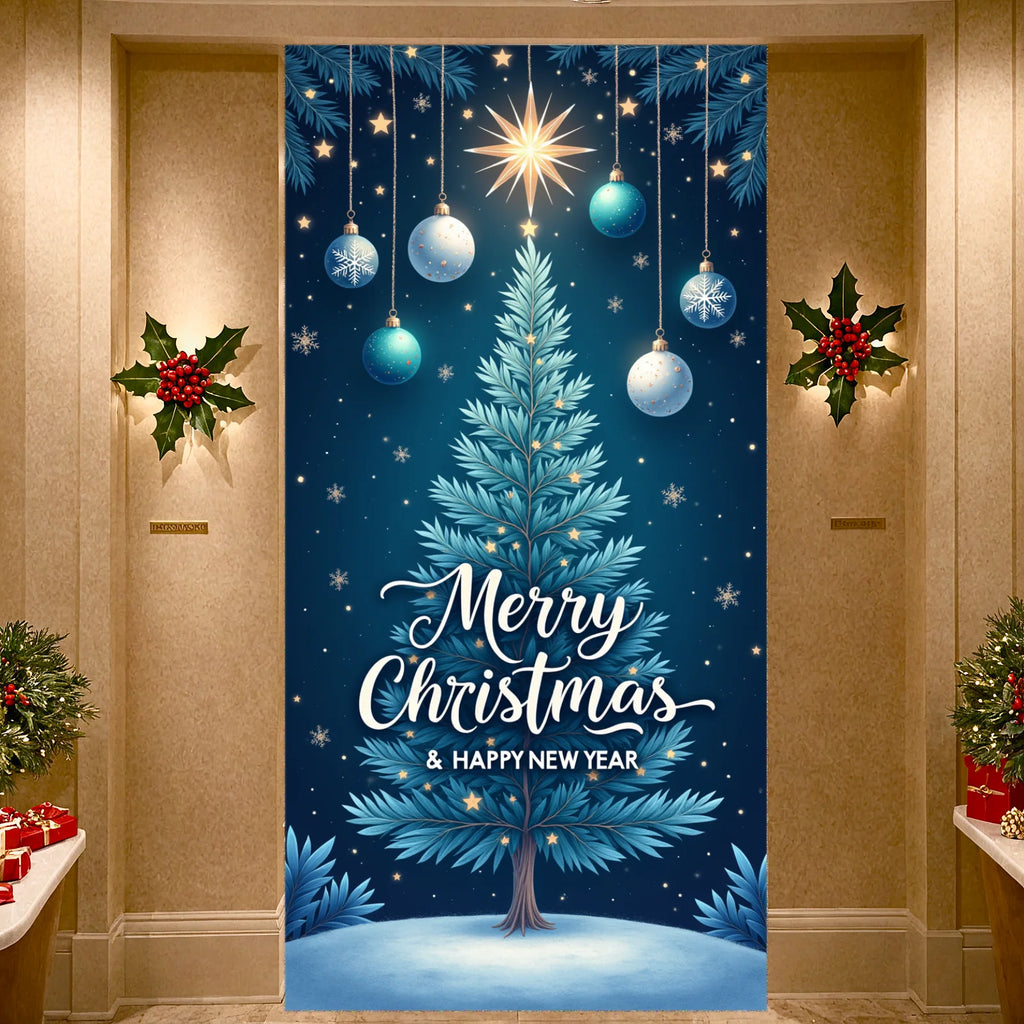 Christmas Banner Red Ornaments Holiday Decoration Snowflake Pattern Winter Festivities for Home Decoration Holiday Celebration I