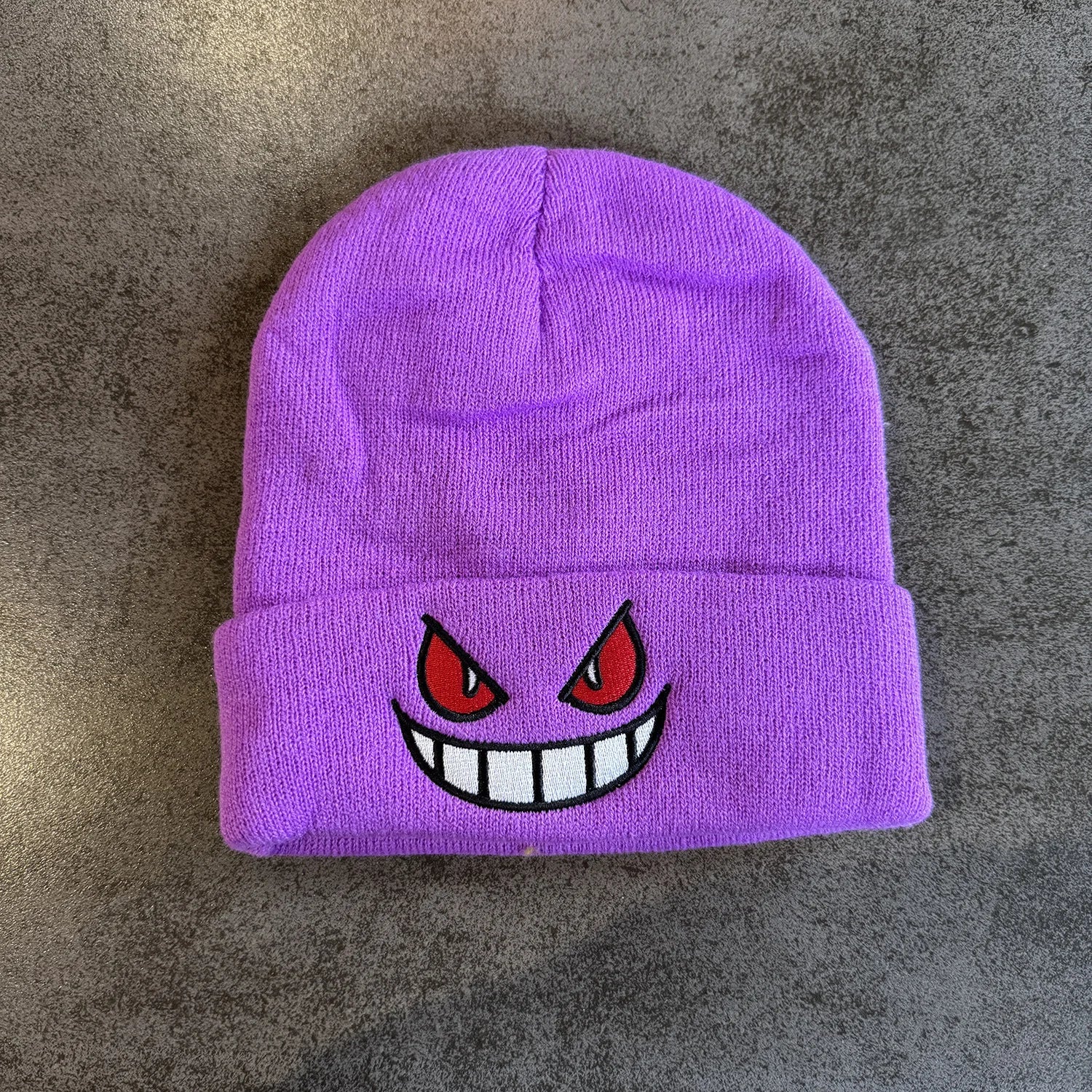 Cartoon Embroidered Beanies Popular American Anime Cartoon Embroidered Knitted Autumn Winter Warm Hat Wool Hat Gengar Beanies