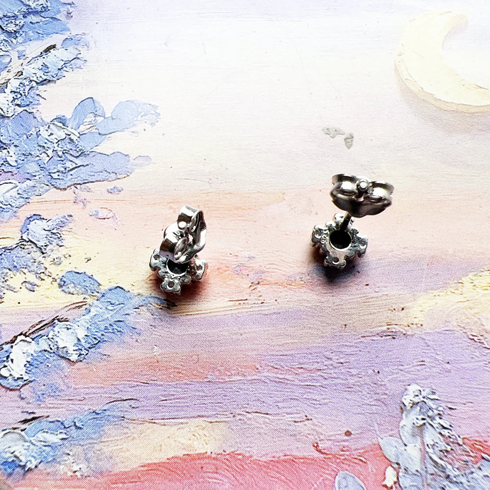 Studs Earrings Black Zircon Star Europe Style Fine Jewerly For Women Vintage Gift In 925 Sterling Silver