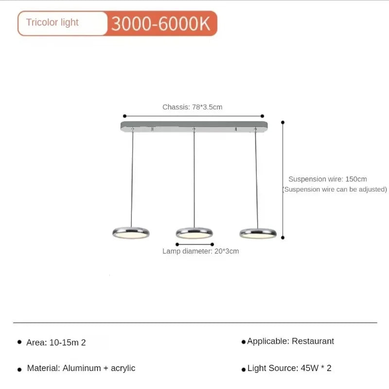 Modern Simple Living Room Bedroom Study Bar Table Flying Saucer Chandelier