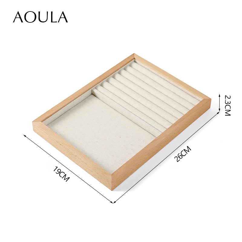 Stackable Ring Earring Jewelry Storage Multi Use Tray Bracelet Necklace Display Stand Holder Wooden Counter Top Drawer Organizer