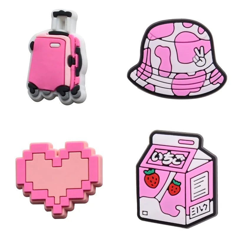 Pink Suitcase Shoe Charms for Crocs Accessories Sandals Men Clogs Pins Women Badges Girls Jeans Kids Decorations Buckle Shoes