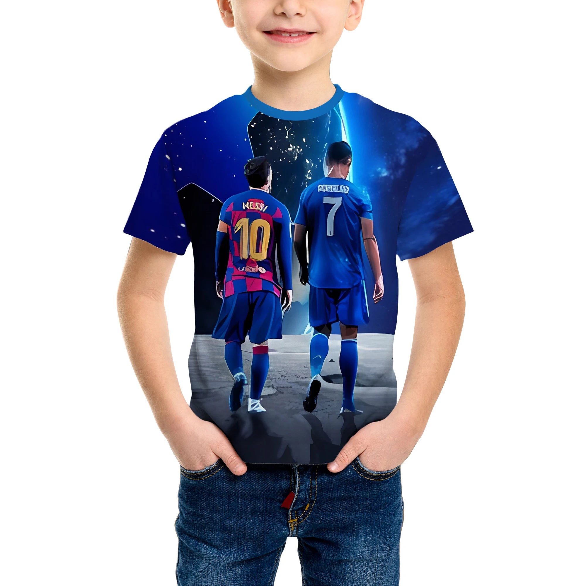 Children's T-shirt suitable for summer wear, suitable for outdoor sports, digital children's T-shirt