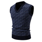 Men's Sleeveless Vest Sweater Casual Streetwear Knitted Pullover Vintage Waistcoat Sweater Top Striped Knit Clothing for Man