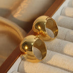 316L Stainless Steel Statement Rings For Women Men Shiny Surface Cocktail Rings Gold-Plated Smooth Waterproof Fashion Jewelry