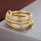 Trendy Interlocking Stackable Rings for Women Statement Ring Stack Set with Cubic Zirconia Stacking Jewelry