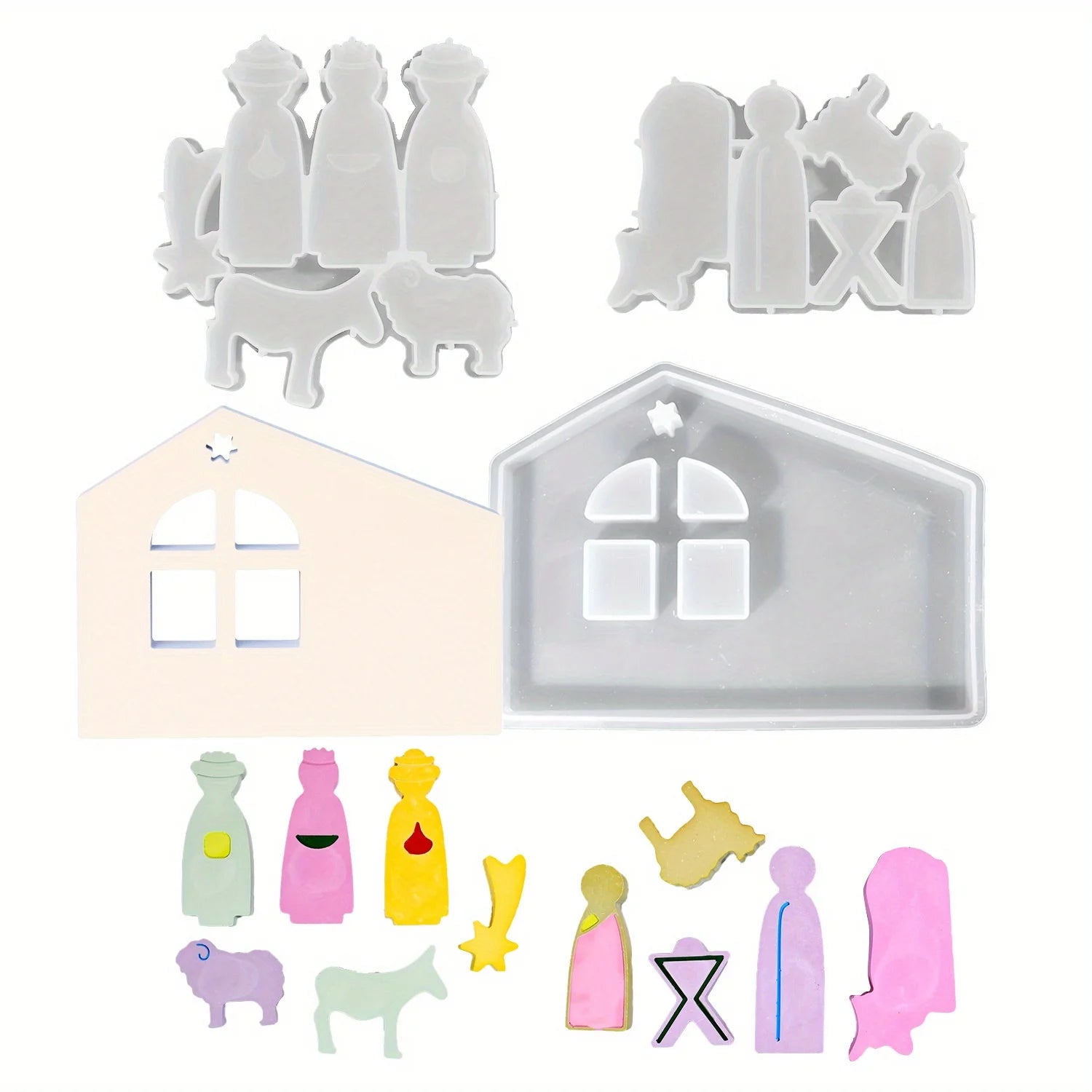 Easter Prayer Activities Ornament Silicone Mold DIY Human Sheep Holy Fire Cement Gypsum Plaster Mould Craft Art Epoxy Resin Mold