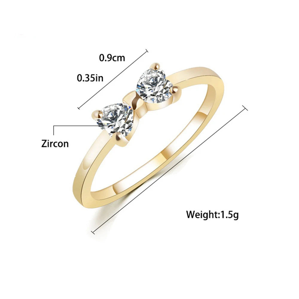 New Statement Brand Women Statement Rings Jewelry White Gold Color Bowtie Cubic Zirconia Wedding Band Ring Bague Femme Bijoux