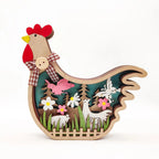Easter Wooden Turkey Decorations Flowers Butterfly Home Tabletop Wooden Crafts Decoration