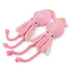 Squid Puppy Pet Dog Chew For Lovely Pink Teeth Cleaning Pet Toys Octopus Plush Toys Supplies BB Small Cute Rope Toy Dog Squeak