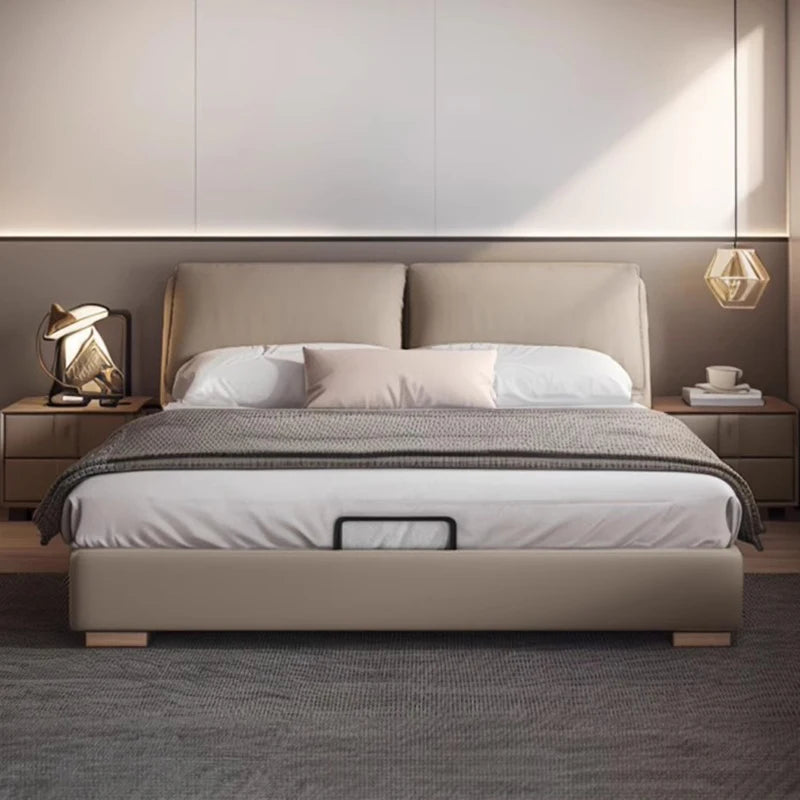 Bedroom Safe Wooden Bed Floor Double Comfortable Sleeping Large Size Bed Soft Fashion Interior Cama Matrimonial Furnitures