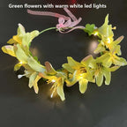 Light Up Party Flower Headband Wreath Crown Floral Wedding Garland Bridal Hairbands Festivals Photo Birthday Christmas