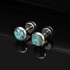 Natural Stone Stud Earrings for Men Boys,Stainless Steel Plated Round Small Earring,Stylish Jewelry Gifts