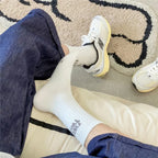 Men Socks Cotton Mid Calf Socks for Men Sports Letter Print Stockings Breathable Comfortable Stockings All Match Socks for Men