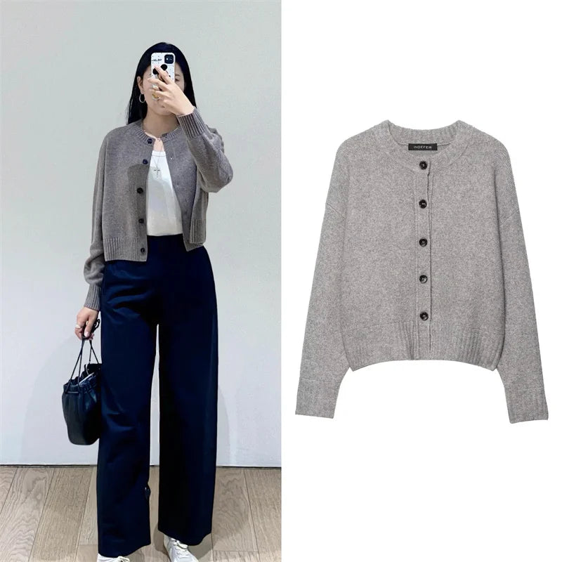 Women's Sweater 2025 New Soft Knit Jacket Casual Fashion Women's Single-Breasted Short Top