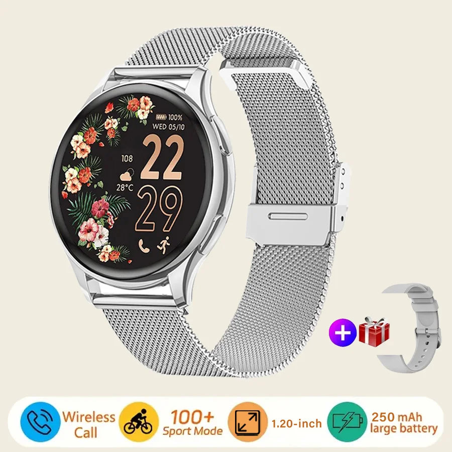 Smart watch for women, always-on display, IP67, fitness tracker with sleep monitoring/menstrual cycle, black gold