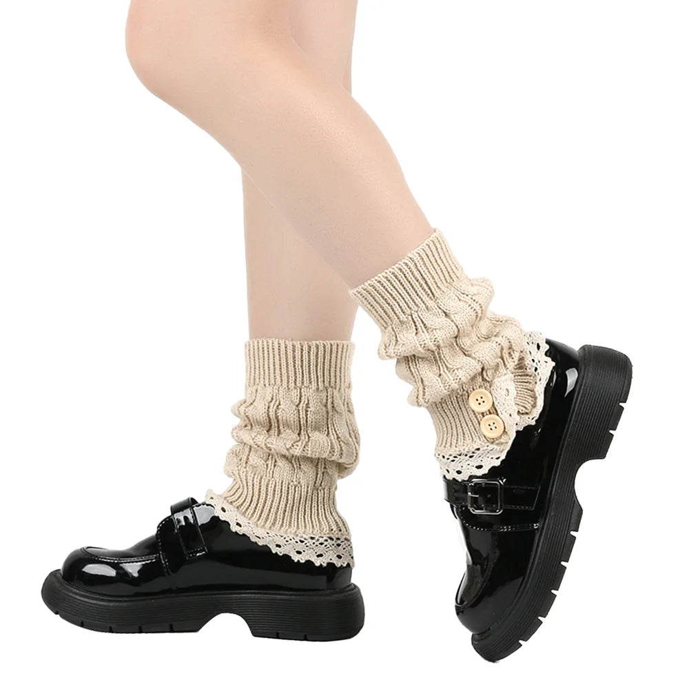 Womens Leg Warmers Ankle Winter Warm Stretch Knitted Slouch Thermal Ladies Thick Wool Cuffs Boot Socks Female Gaiter Lolita Y2k