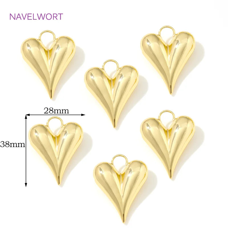 Pendants For Jewelry 18K Gold Plated Brass Heart Charms Pendants For Fashion Necklace Making Supplies DIY Jewelry Accessories