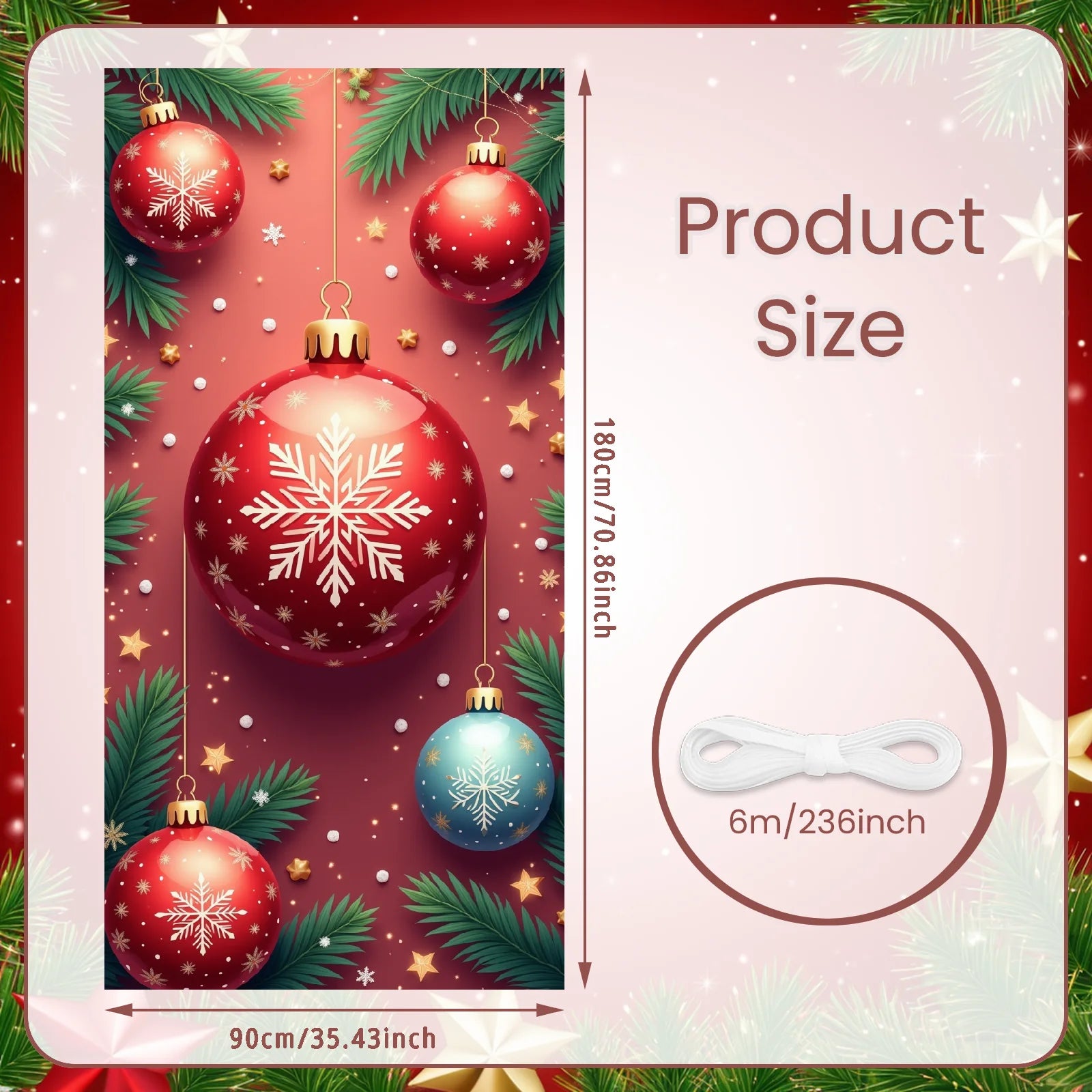 Christmas Banner Red Ornaments Holiday Decoration Snowflake Pattern Winter Festivities for Home Decoration Holiday Celebration I