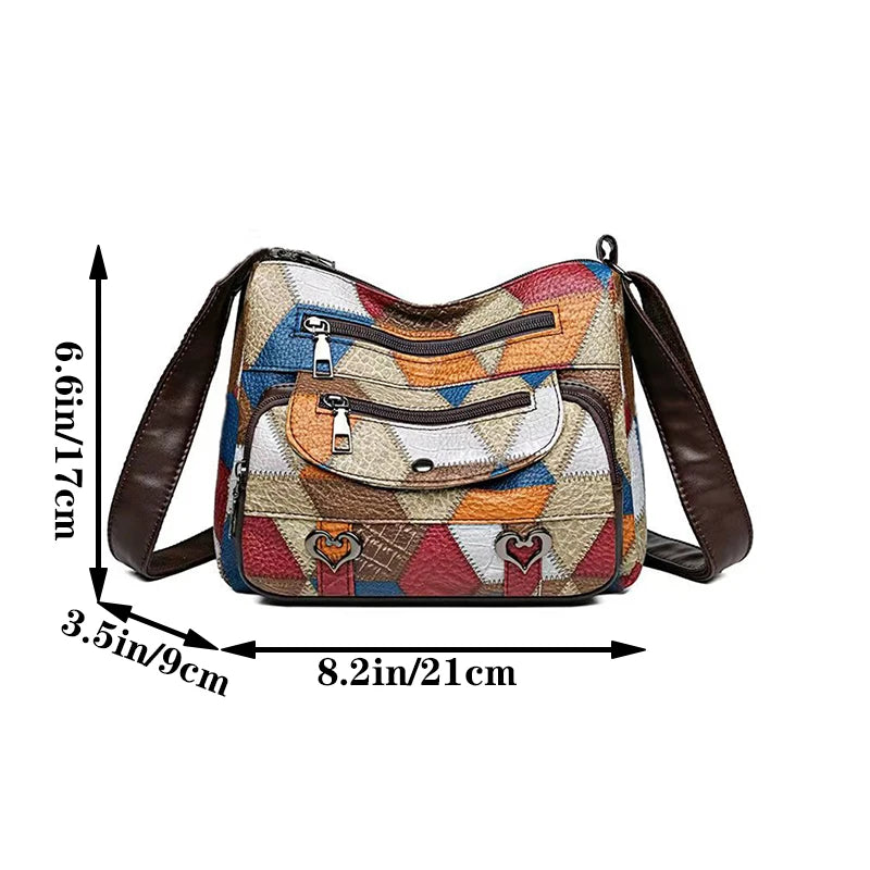 Ladies' handbag, mom's bag, can be carried across the shoulder with a geometric design, suitable for work occasions.