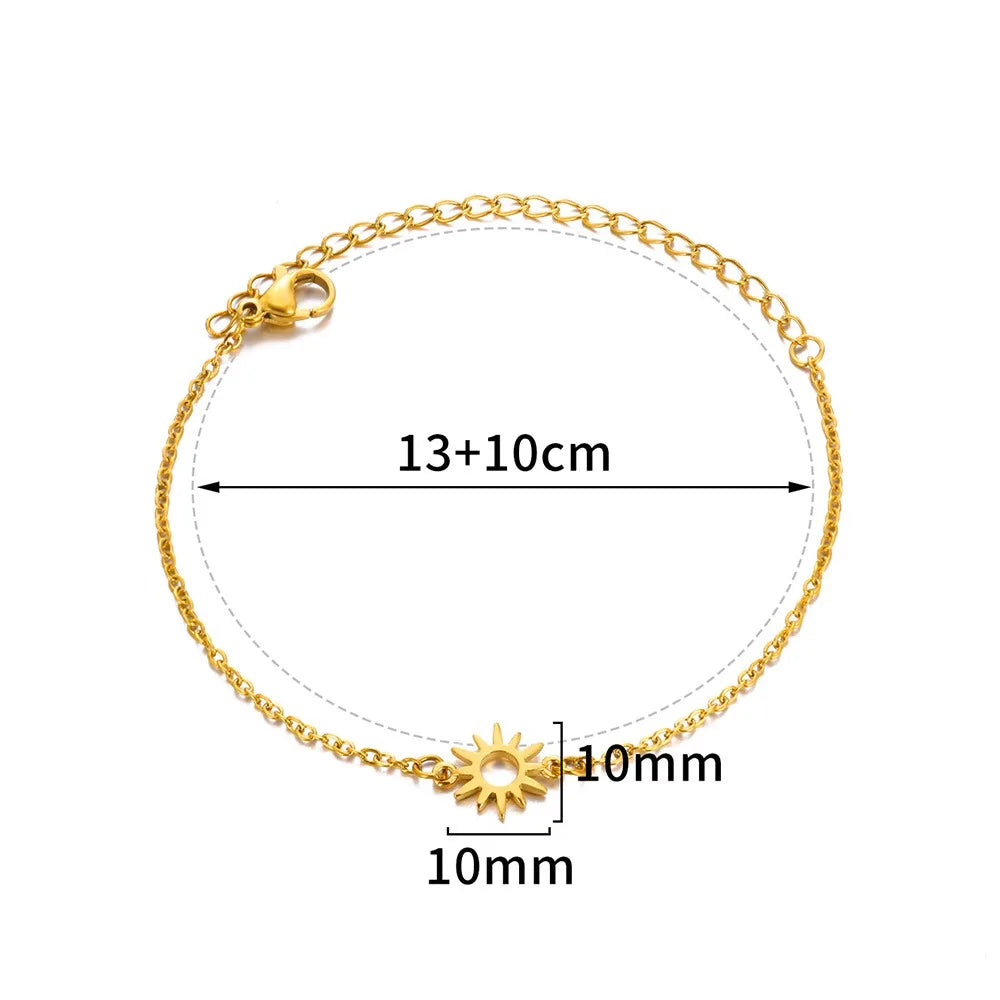 Anklets For Women Summer Beach Accessories Stainless Steel Geometric Chain Anklet Gold Color Leg Bracelets Bodychain Gifts