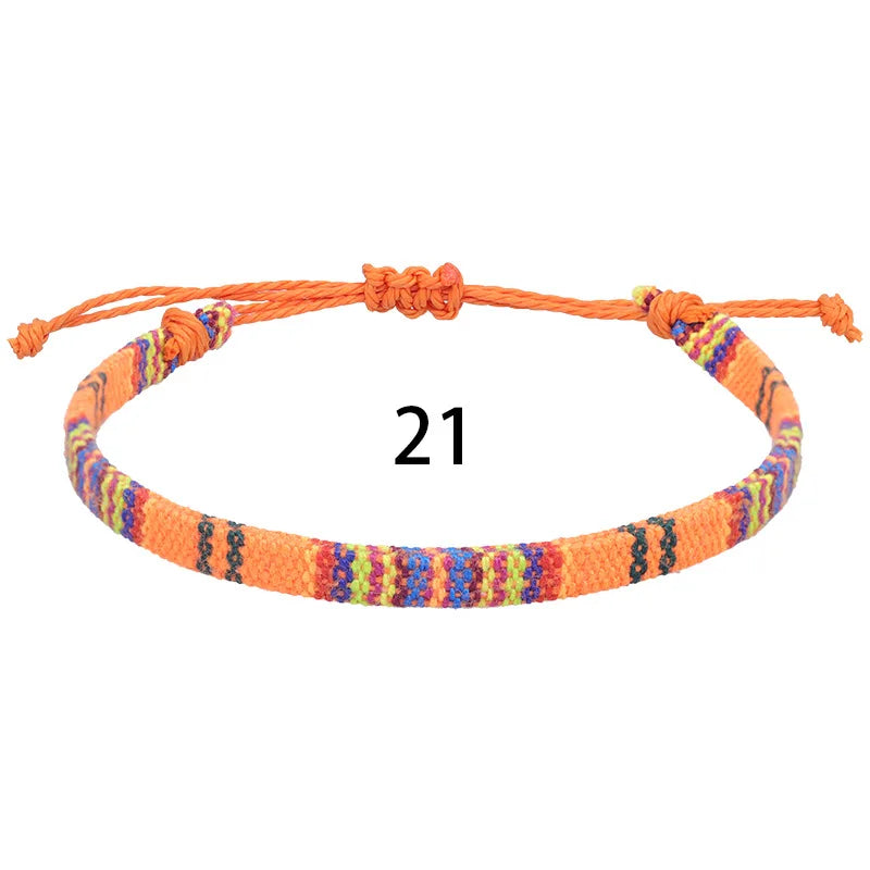 Anklets For Women Woven Fabric Foot Leg Bracelet Men Handmade Rope Braid Knot Beach Barefoot Weave Ethnic Boho Adjustable Charm