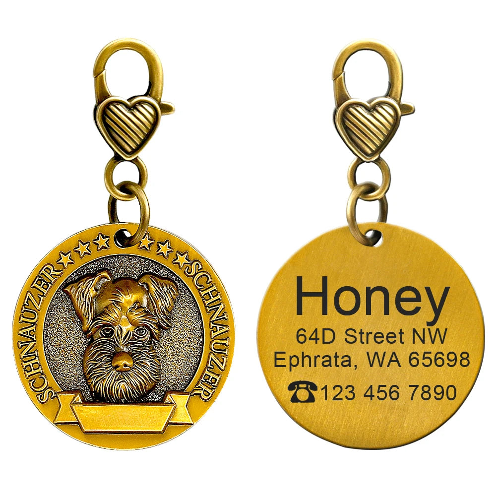 Custom Tags Personalized Dog ID Tag Custom Copper Coated Metal Engraved Large Dog Name Tags Pet Accessories for Labrador