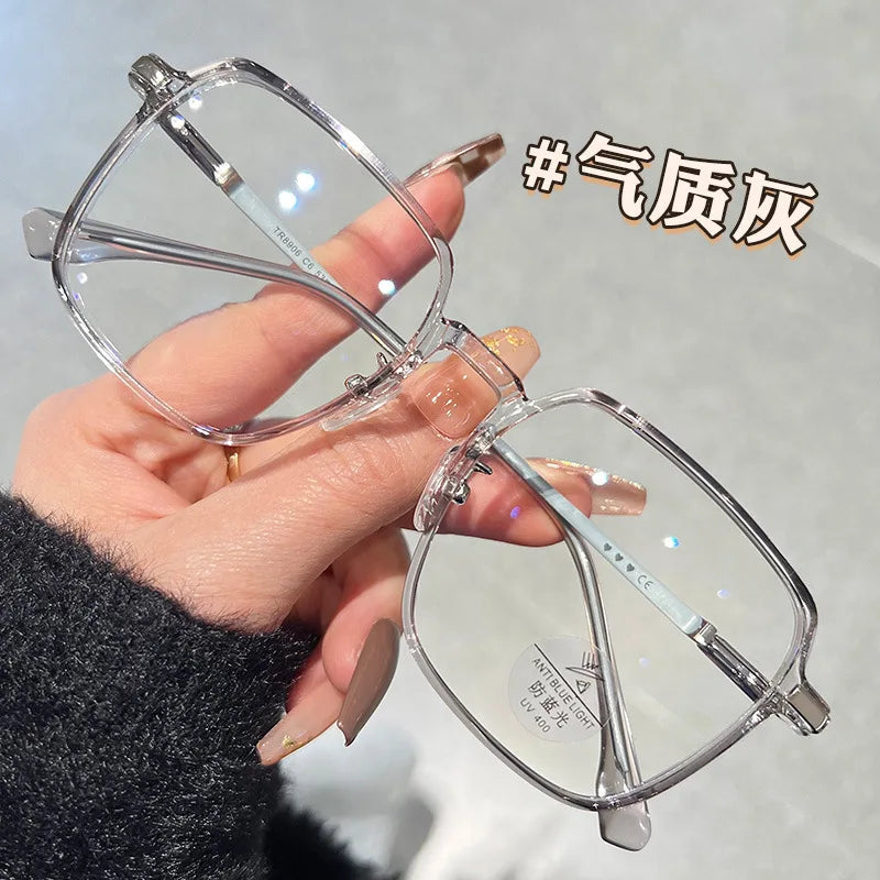 Blue Light Blocking Glasses Fashion High-end Men Optical Clear Glasses Black Oversized Square Frame Eyeglasses Women Eyewear
