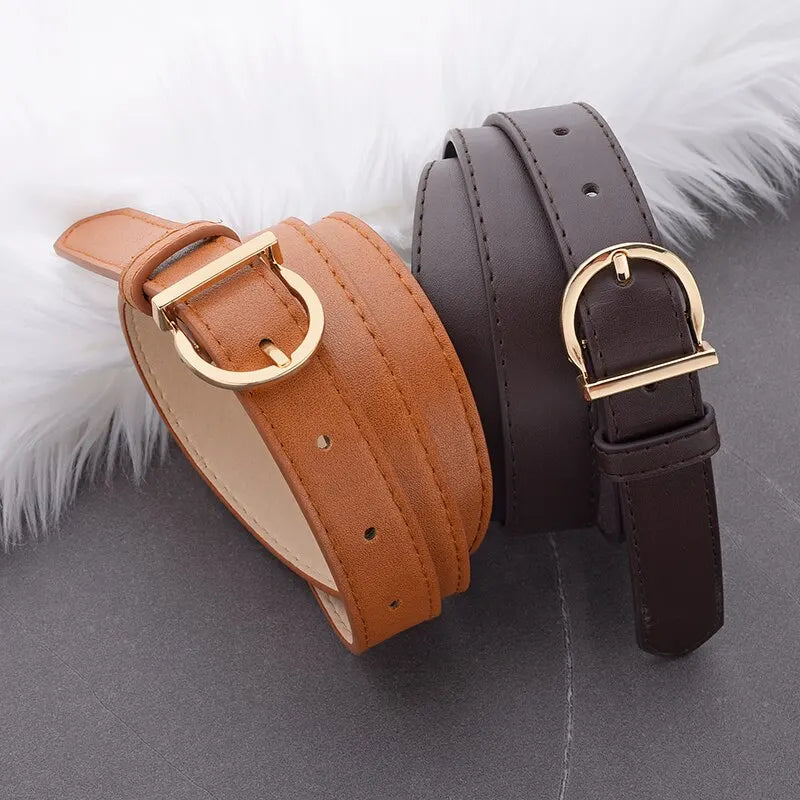 Women's Belt Fashion High-quality Pin Buckle Belt Genuine Luxury Soft PU Leather Belt Women Pair with Pants Jeans，For Ideal Gift