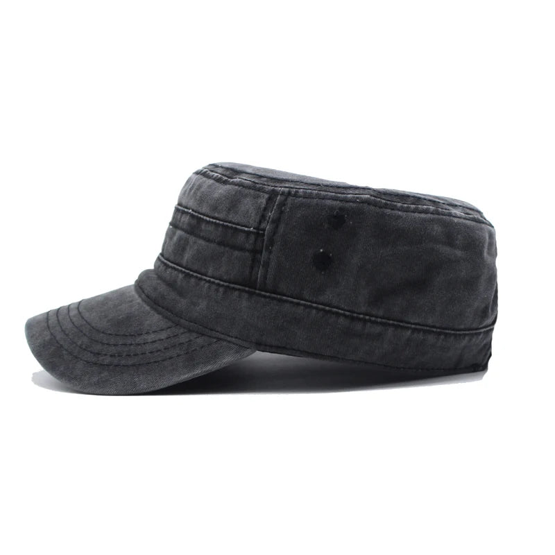 Men Thicker Denim  Flat Top Hat Solid Caps for Women Male Washed Caps Adjustable Flat Hats Unisex Cotton Sun Hat Wholesale