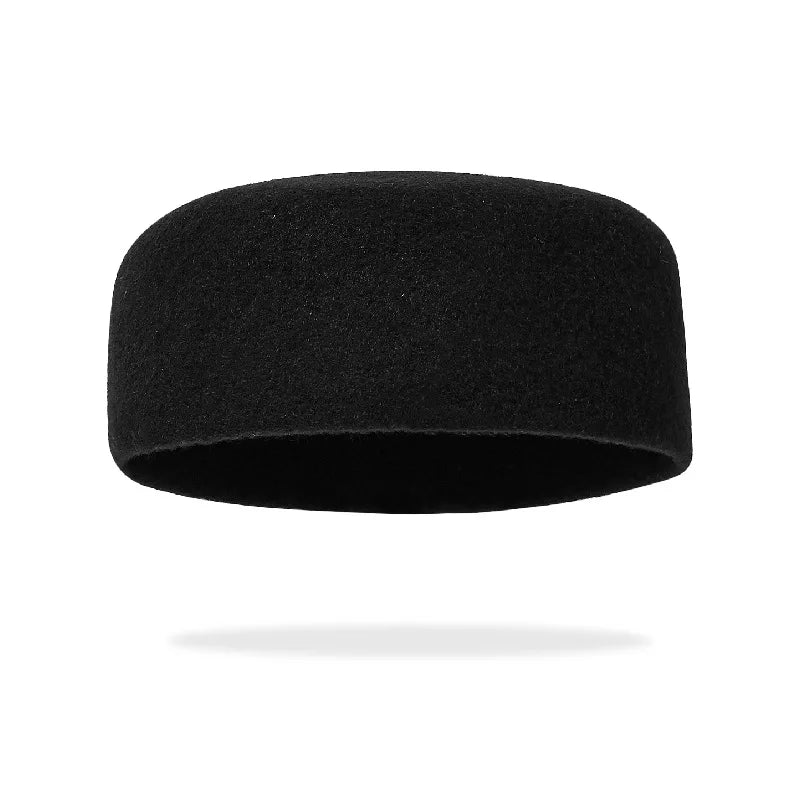 Men's Prayer Hats Muslim Real Wool Black Caps Elegant Headwear Islamic Hijabs Dancing Party Working 58-60cm Ethnic Hat