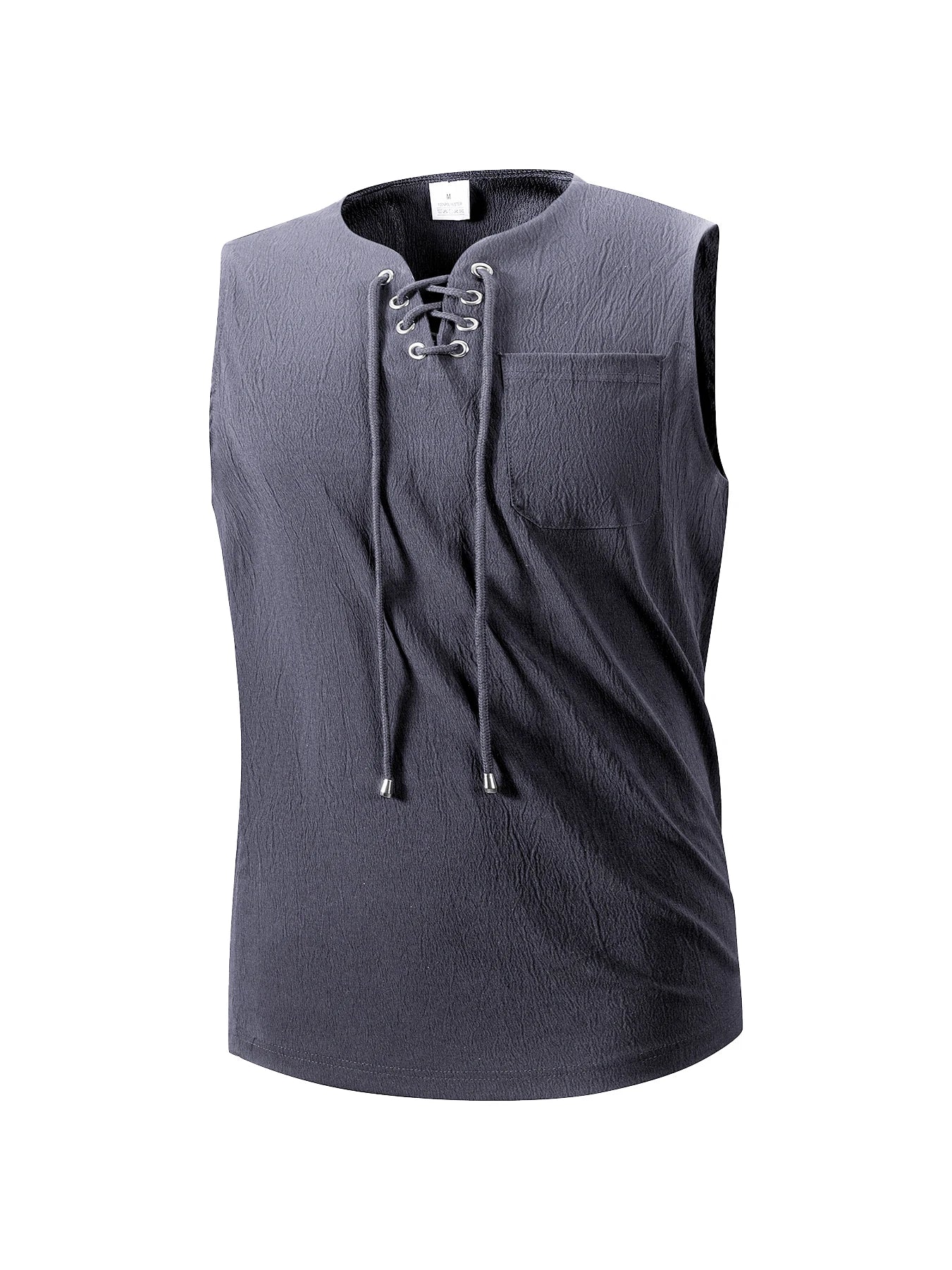 Summer Mens Tank Tops Vest Casual Comfortable breathable Sleeveless Shirts Loose Lace Up O-Neck Tops Streetwear