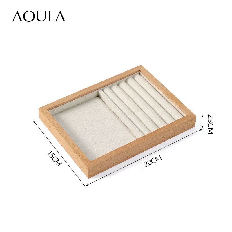 Stackable Ring Earring Jewelry Storage Multi Use Tray Bracelet Necklace Display Stand Holder Wooden Counter Top Drawer Organizer