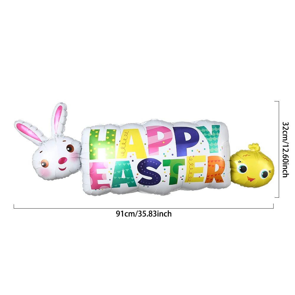 Easter Bunny Carrot Egg Foil Balloon Broken-shell Chicken Long eared Rabbit 4D Standing Balloon Happy Easter Party Deco Kid Gift